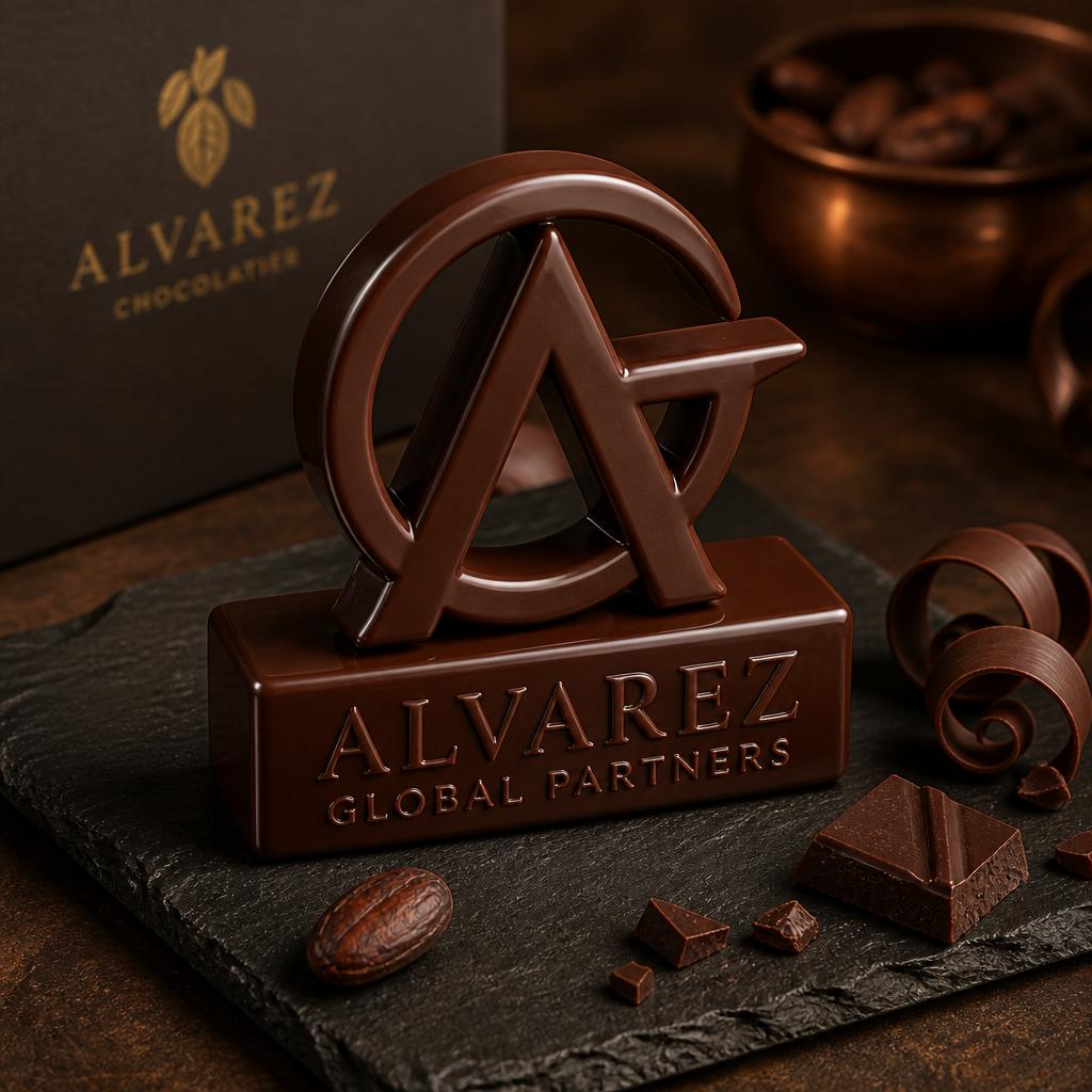 Logo de marque reproduit en chocolat par Kimaji