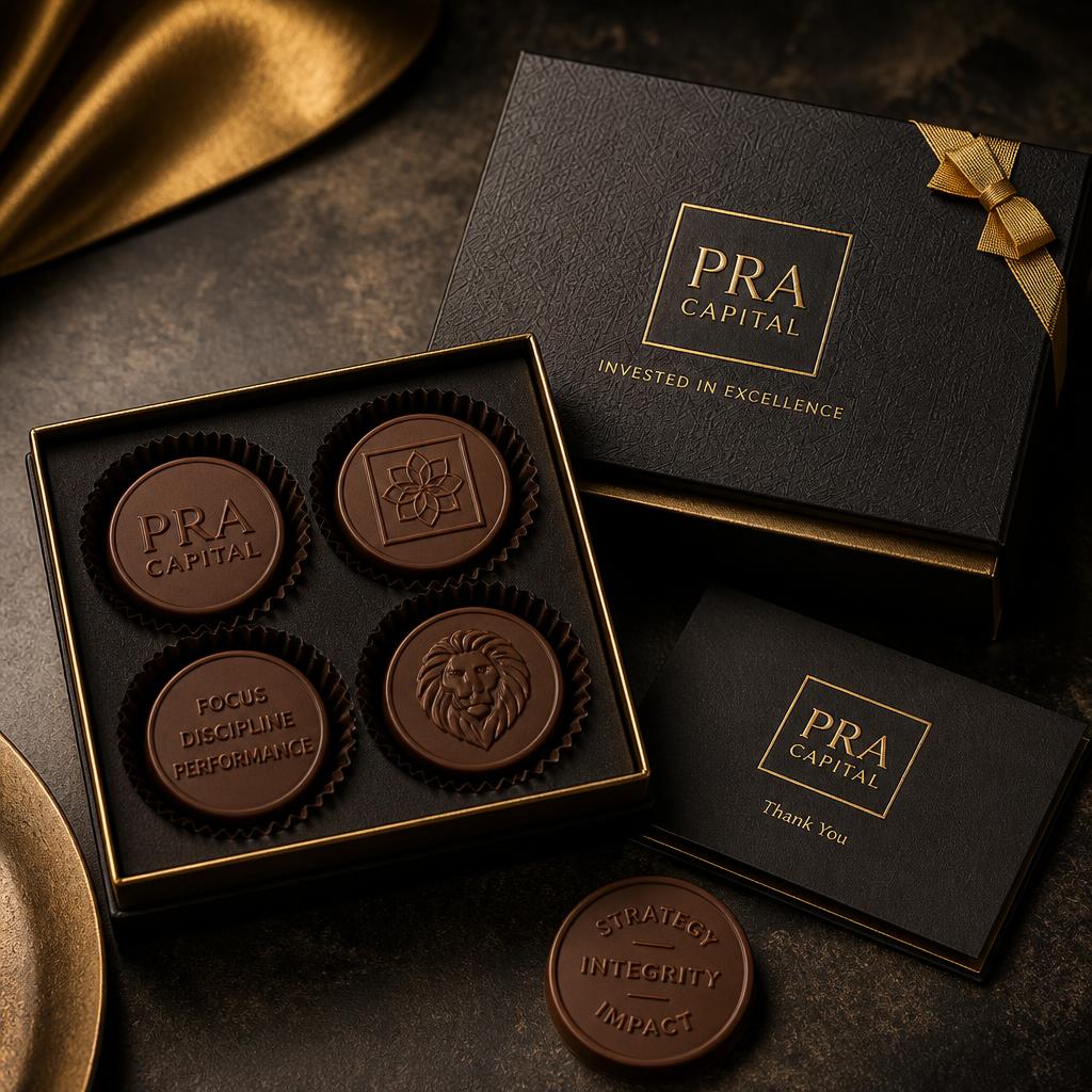 Coffret de chocolats personnalisés aux couleurs d'une marque